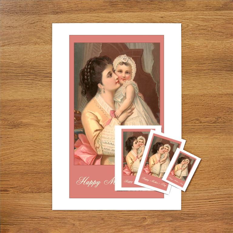 Happy Mothers Day, Victorian Mother and Child Vintage Image