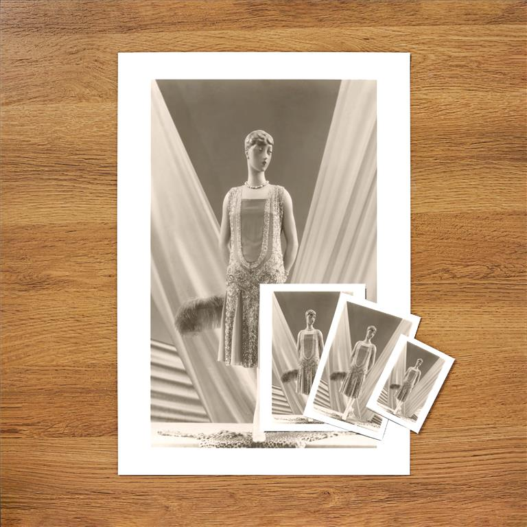 Twenties Female Mannequin in Flapper Dress Vintage Image, Fashion