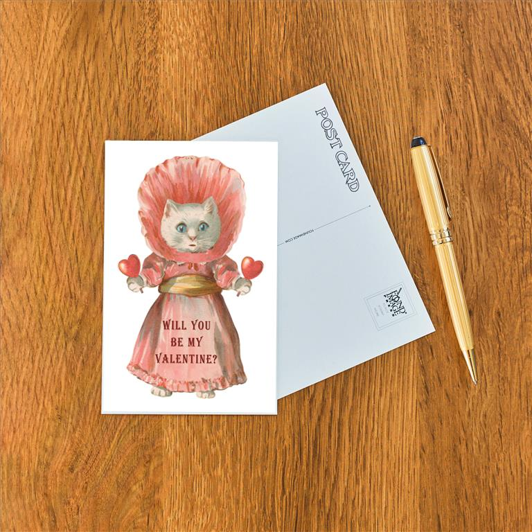 Cat in Dress, Valentine Vintage Image, Valentine's Day VL-253 – Found Image  Retail