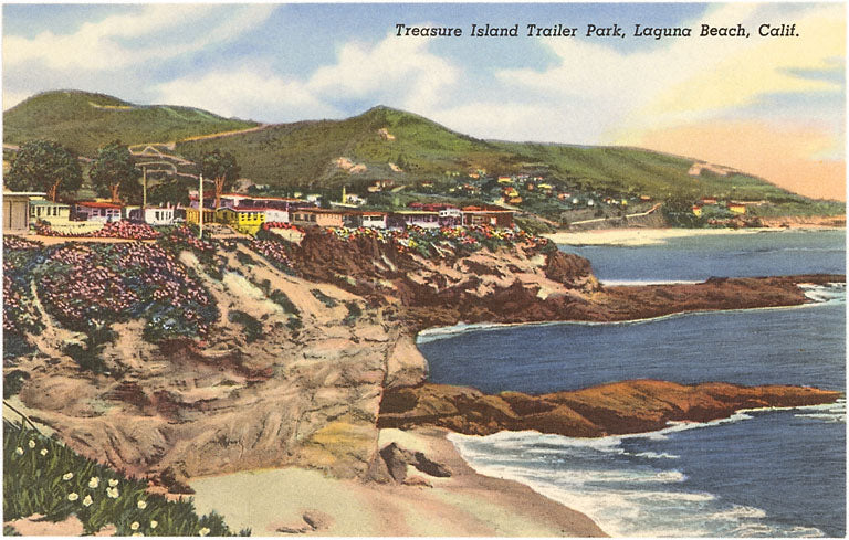 CA-83 Treasure Island Trailer Park, Laguna Beach, California Vintage Image