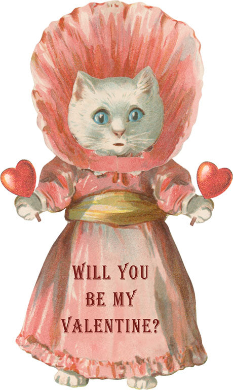 Cat in Dress, Valentine Vintage Image, Valentine's Day VL-253 – Found Image Retail